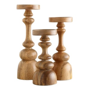 Candle Stick Stand Wooden Candle Holder Handicraft Best Selling <b>Wax</b> <b>Polished</b> Wooden Candle Holder - Product Image 1