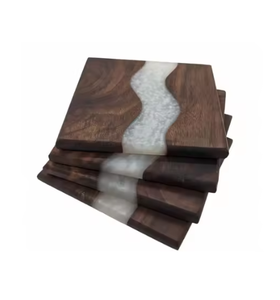 Protección de madera y mármol Juegos de posavasos de la más alta calidad con efecto océano Posavasos de madera cuadrado decorativo a un precio económico - Product Image 1