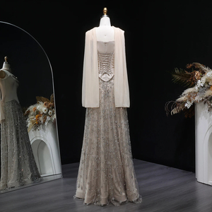 Abito da sera Jancember LSZ627 color champagne con perline di cristallo, abito da ballo senza spalline a trapezio, Vestido De Noche, per feste di fidanzamento formali - Product Image 3