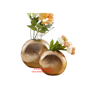 Jarrón de flores martillado a mano chapado en oro, florero de centro de mesa decorativo martillado a mano, nuevo diseño, florero de Metal - Product Image 3