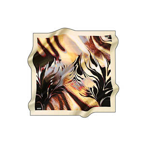 Geometric Pattern Silk Scarf Beige Digital Print Designer Twill - Product Image 1
