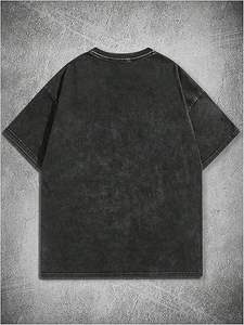 Summer Hot Vintage Style 100% Cotton Acid Washed T-Shirt 230gsm Oversized O-Neck Stand Collar Customise Color Screen Print - Product Image 3