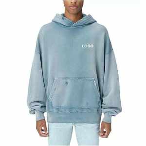 100% coton lourd surdimensionné à capuche personnalisé Vintage acide lavage français éponge soleil fané les hommes en détresse à capuche - Product Image 1