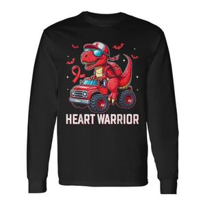 Maglietta a Maniche Lunghe per Bambini Dino Trex con Design Heart Warrior per la Consapevolezza sulle Malattie, Abbigliamento Promozionale - Product Image 1