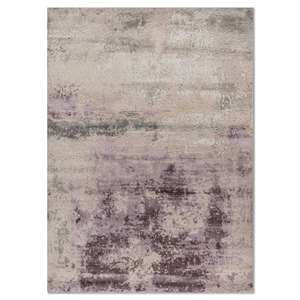 Alfombra Uvenuti de Lana y Seda de Bambú Tejida a Mano, Color Marfil, LRB-5004, Rectangular, Abstracta, para Dormitorio, Hecha a Mano con Técnicas de Viscosa - Product Image 1