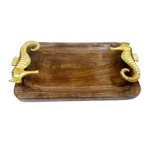 Bandeja de Servir Moderna de Madera con Patrón Horizontal y Asa para Hoteles y Ocasiones como Ramadán/Bodas - Product Image 3