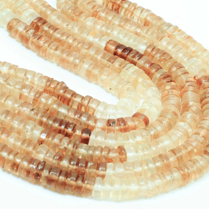 Perles de topaze impériale naturelle, teintées, lisses, en forme de pneu, 6-9 mm, perles de topaze brune taillées en roue, perles Heishi, bijoux - Product Image 3