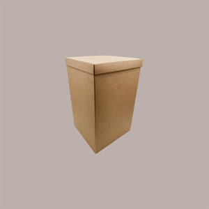 Boîte de rangement décorative en papier brun lisse avec couvercle, style coffre, 1 pièce, 345x345x600mm - Product Image 3