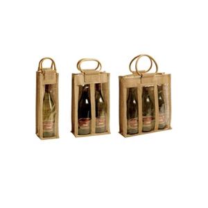 Bolsa de transporte de vino de lona de yute de alta resistencia ecológica, diseño de logotipo personalizado para regalo de Navidad para múltiples botellas de vino - Product Image 1
