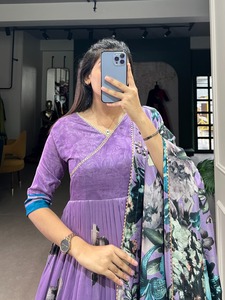 Robe en soie pakistanaise indienne pour adultes mariage et fête en coton et Georgette Kurti Kameez avec costume Dupatta Salwar - Product Image 4