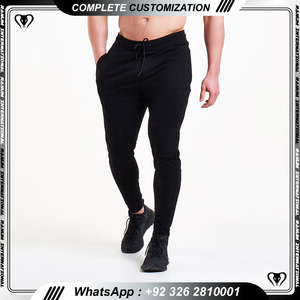 Logo personnalisé Pantalon de survêtement chiné pour hommes Confortable coupe fuselée French Terry Plain Jogger Taille haute Mi Anti-rides Coton ample foncé - Product Image 4