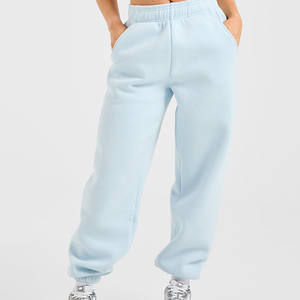 Nouveau pantalon de jogging classique surdimensionné en molleton doux pour femme, couleur bleu pastel, tissu doux au toucher, pantalon de survêtement pour femme - Product Image 1