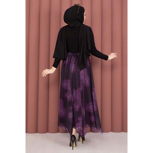 Jupe en tulle asymétrique à motifs, douce et respirante, avec volants en mousseline, longueur midi, formelle, en nylon et élasthanne - Product Image 5