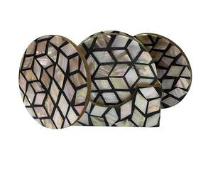 Posavasos Cuadrado Bohemio de Nácar Natural Hecho a Mano con Patrón Incrustado para Decoración del Hogar de Primera Calidad a Precio de Mayoreo - Product Image 3