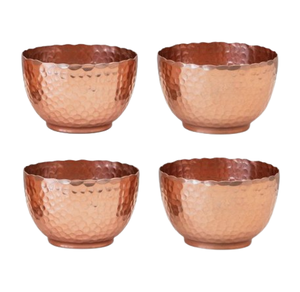 Juego de cuatro cuencos de comida Cobre pulido Diseño martillado Gran tamaño Metal Cobre Cuenco para mezclar Proveedor de restaurante hecho a mano - Product Image 6