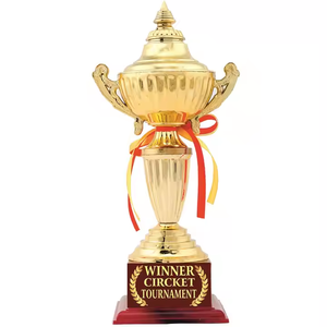 Trofeo de clase alta, trofeo de copa de fibra dorada con premio de La Academia deportiva de rayas rojas para regalos de agradecimiento de celebración y ceremonia - Product Image 4