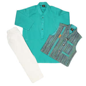 Costume Shalwar pour garçons Chase Value - Vert marine 1-2 ans Tissu P.V - Product Image 4