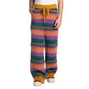 LeBo Wholesale Custom Men Loose Straight Leg Knit Mohair <b>Sweater</b> Pants Striped Drawstring Fuzzy Mohair Sweatpants - Product Image 5