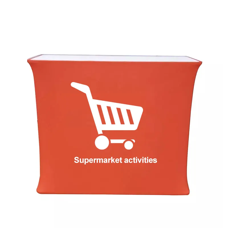 Индивидуальный логотип для супермаркета, настольный рекламный проигрыватель, рекламный изогнутый рекламный стол