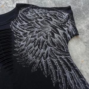 T-shirt Homme Vintage Délavé en Coton Épais avec Strass, Col Côtelé, Coupe Boxy, Impression DTG, T-shirt Oversize Personnalisé avec Motif pour Homme - Product Image 4