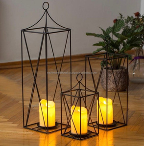 Linterna de diseño de alambre de Metal para sala de estar y decoración de exteriores, farol de metal de alambre antiguo negro para decoración del hogar,> = 100 piezas - Product Image 2