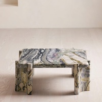 Table basse moderne en marbre de jade floral Twilight, pierre naturelle, table centrale de luxe, style design pour le salon, décoration intérieure