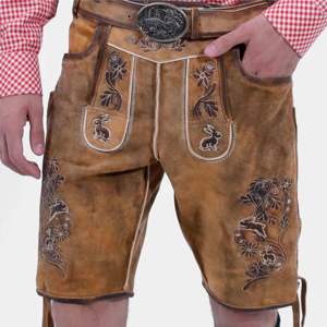 กางเกงขาสั้นหนังบาวาเรียแบบดั้งเดิมสไตล์เยอรมันพร้อมผ้าปักสำหรับเทศกาลวัฒนธรรมและงานเทศกาล - Product Image 2