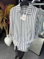 Camisas de Vestir para Hombre, Cuello en V, de Satén de Poliéster/Algodón, Casuales, Manga Larga, con Botones, para Primavera, Verano, Playa, Ligeras y Transpirables