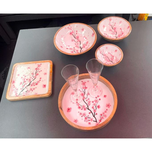 ชามใส่ผลไม้อาหารทำด้วยมือชามใส่ช็อคโกแลตขนาดกลางดีไซน์เคลือบทำจากไม้สำหรับงานปาร์ตี้ - Product Image 2