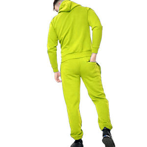 Ensemble de survêtement décontracté pour homme en coton et polyester, coupe confortable, veste zippée, pantalon à taille ajustable, idéal pour le streetwear et la détente - Product Image 4