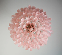 Luxe Moderne Grand Lustre Murano Rose Verre Rose Forme Joli Lustre pour Chambre Cage D'escalier Entrée