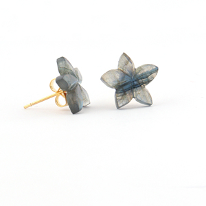 Pendientes de labradorita natural de alta calidad con forma de flor, chapados en oro de 18k, joyería de moda, gemas talladas a mano, venta al por mayor. - Product Image 2