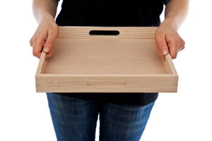 Plateau de service à café turc en bois de chêne massif - Product Image 3