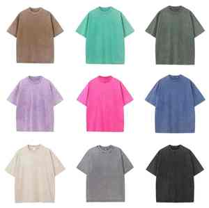 T-shirt lavé vintage personnalisé 250gsm anti-rétrécissement 100% coton uni confortable et durable - Product Image 5