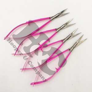 Micro punta hoja afilada corte de acero inoxidable corte de cejas tijera artesanal Color rosa fuerte manicura curvada tijeras para zurdos - Product Image 4