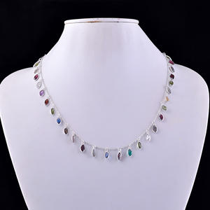 Collar Marquesa de diseño clásico de Plata de Ley 925 para mujer, joyería de lujo con piedras preciosas mixtas, regalo de boda perfecto - Product Image 2