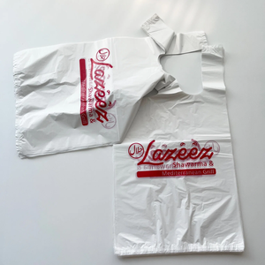 Fábrica de Vietnam Gracias Bolsas de camisetas Bolsa de compras de plástico con logotipo Bolsas de plástico transparente con asas para alimentos y verduras - Product Image 1