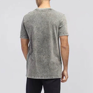 Camiseta de lona lavada con ácido de algodón Vintage con serigrafía personalizada para hombre de Hip Hop - Product Image 2