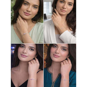 NOVAMART Fine 14K Gold and 925 Silver Tennis <b>Bracelet</b> with Emerald Diamond Pearl <b>Ruby</b> Rhodium Plated for Every Moment You! Whole - Product Image 4