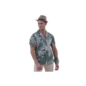 Ensemble chemise et short d'été pour homme en lin beige, coupe décontractée, manches courtes et col ample - Product Image 4