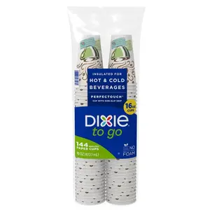 Dixie PerfecTouch Isolado Copos de Papel Quente/Frio, Coffee Haze, 16 Oz (144 Contagem)