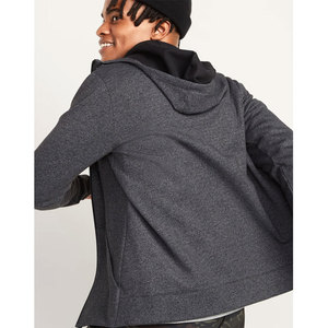 Sudadera con capucha para hombre, 100% algodón, con cremallera completa, corte cropped, sin cordones, con logo personalizado y estampado en relieve, OEM, al por mayor - Product Image 3