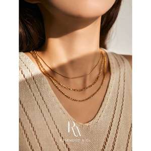 Collana a Catena Figaro Placcata Oro 18k Impermeabile, 0,8mm, Antiossidante, Collane Stratificate alla Moda - Product Image 6