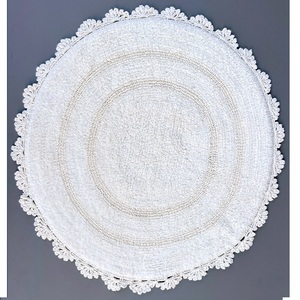 Tapis de bain de luxe 100% coton Crochet rond fait à la main avec bordure décorative doux et absorbant pour la maison ou l'hôtel - Product Image 2