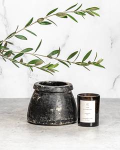 Antique Luxury Vintage Wooden Black <b>Stone</b> Pot (Bowl) Handmade Inspired Art <b>for</b> Home Hotel <b>Decoration</b> or Wonderful <b>Vase</b> Gift - Product Image 1