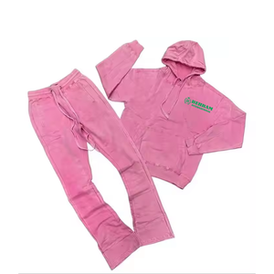 Sudadera con capucha y pantalón de chándal de algodón 100% grueso, unisex, para invierno, con logotipo personalizado OEM. - Product Image 1