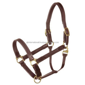Cabestro de caballo de cuero de tendencia superior más vendido en cuero de silla de montar inglés Premium marrón o negro con accesorios de latón - Product Image 5
