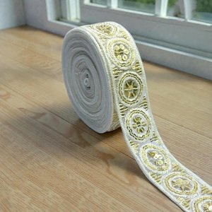 Bordure décorative en dentelle brodée de qualité supérieure, fil blanc doré, pour vêtements, saris, artisanat, vêtements de mariage - Product Image 3