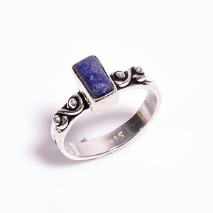 Anillo de Boda Clásico de Plata de Ley 925 con Piedra Preciosa de Lapislázuli para Compromiso, Aniversario, Fiesta, Regalo, Anillos Finos, Categoría de Producto - Product Image 1