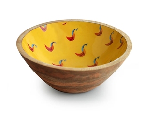 นกยูงเสิร์ฟชามสลัดพร้อมเซิร์ฟเวอร์สลัดชามเสิร์ฟทรงกลมไม้มะม่วงสำหรับสลัดผลไม้พาสต้าหรือข้าวโพดคั่ว - Product Image 1